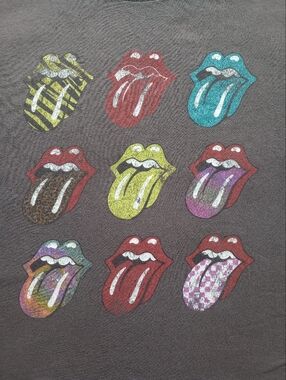 Rolling Stones 9 Tongue Multi-Color Band Tee Retro Size Medium